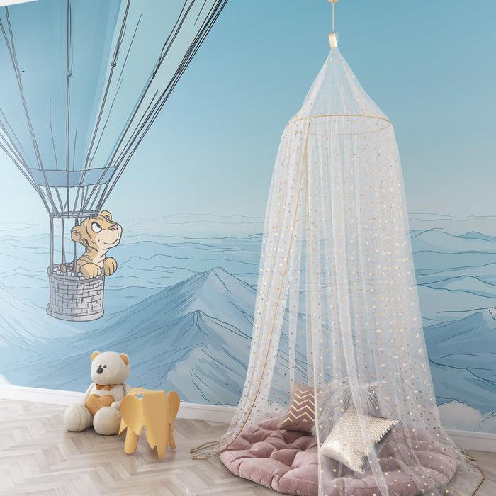 Kinderzimmer Tapete | Abenteuerliche Heißluftballons und Berglandschaften