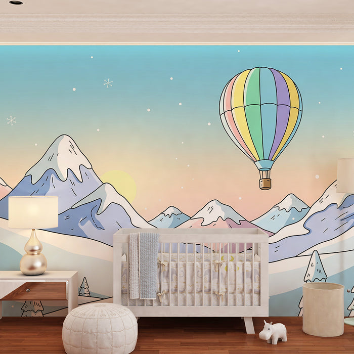 Papier de parede dječje sobe | Šareni balon na snježnom krajoliku
