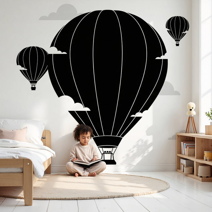 Detská izba tapeta | Elegantné balóny vo minimalistickom nebi