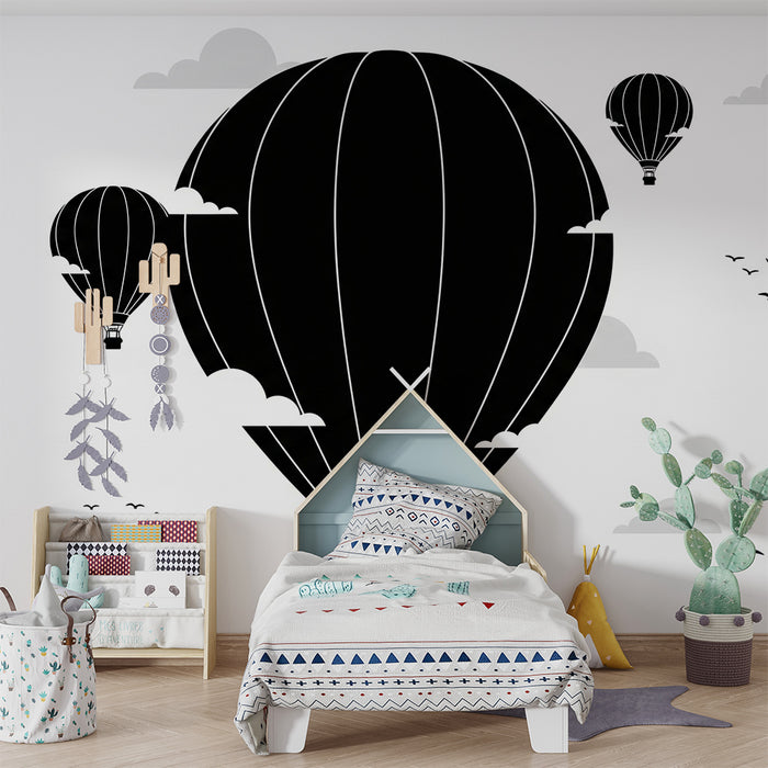 Detská izba tapeta | Elegantné balóny vo minimalistickom nebi