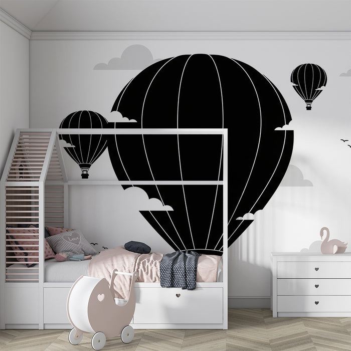 Detská izba tapeta | Elegantné balóny vo minimalistickom nebi