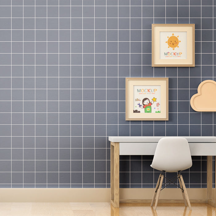 Kids room wallpaper | Soothing blue checkered pattern