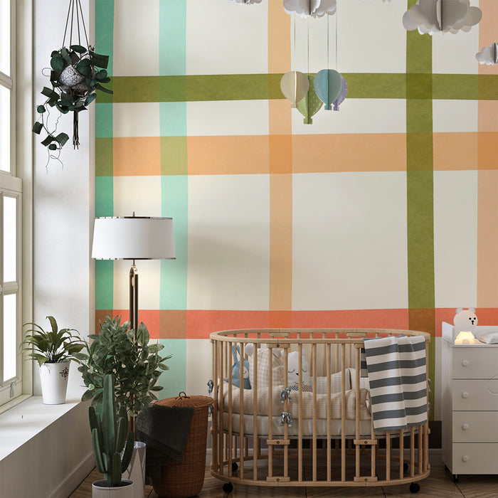 Tapet pentru camera copilului | Model cu carouri colorate în tonuri pastelate