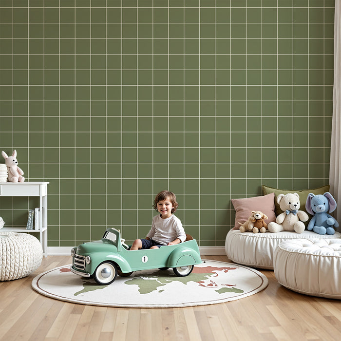 Kids room wallpaper | Calming green tile pattern