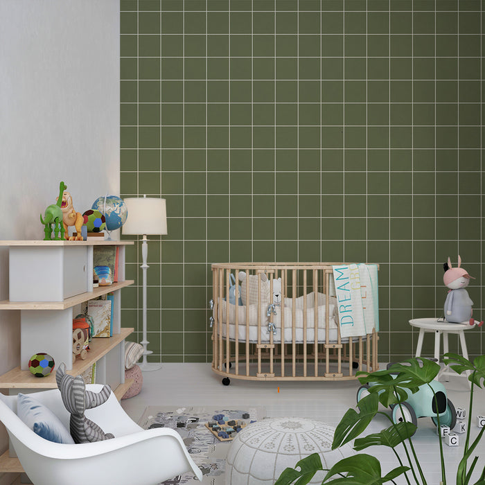 Kids room wallpaper | Calming green tile pattern