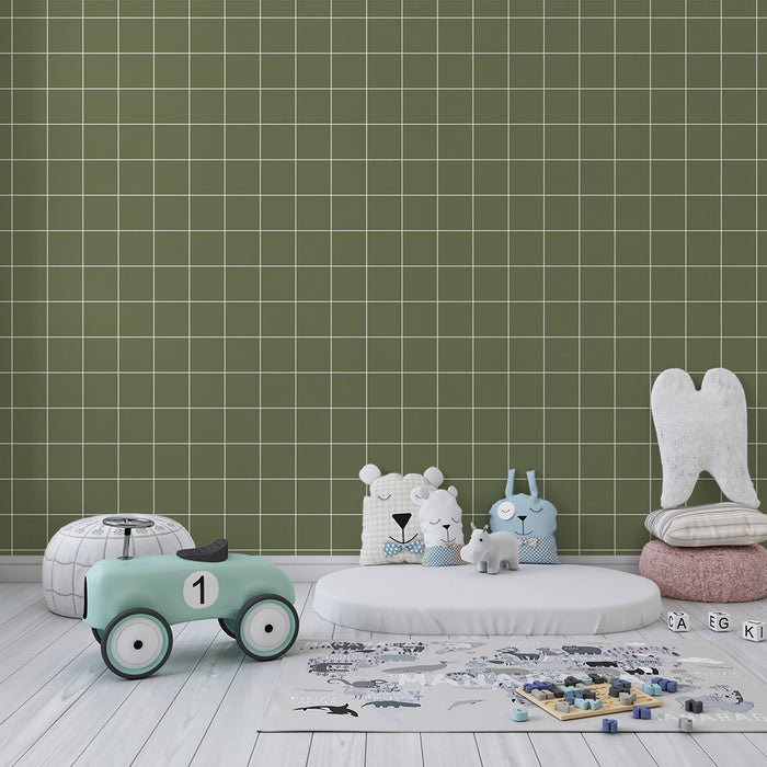 Kids room wallpaper | Calming green tile pattern