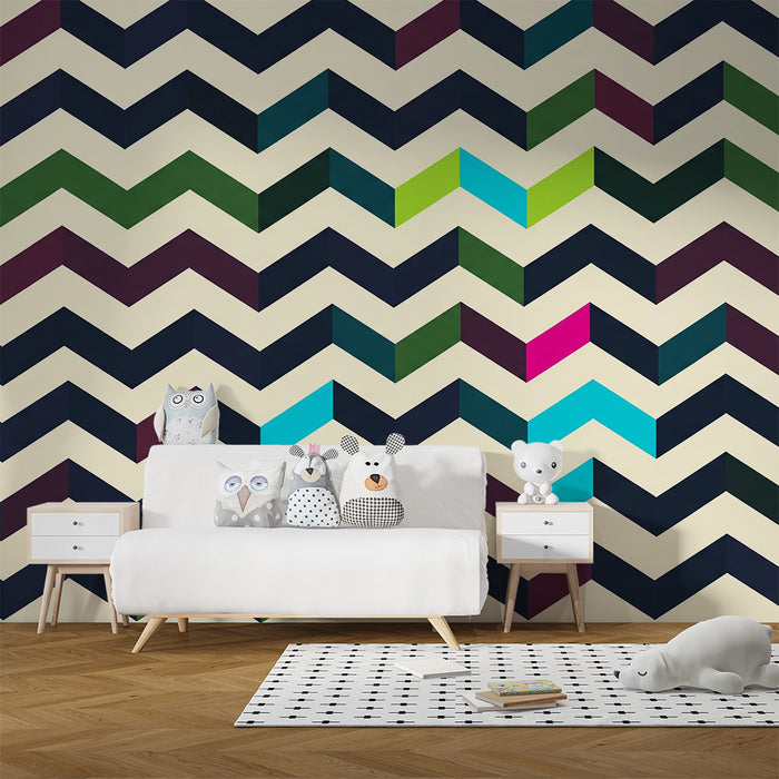 Kids room wallpaper | Dark chevron pattern on light background