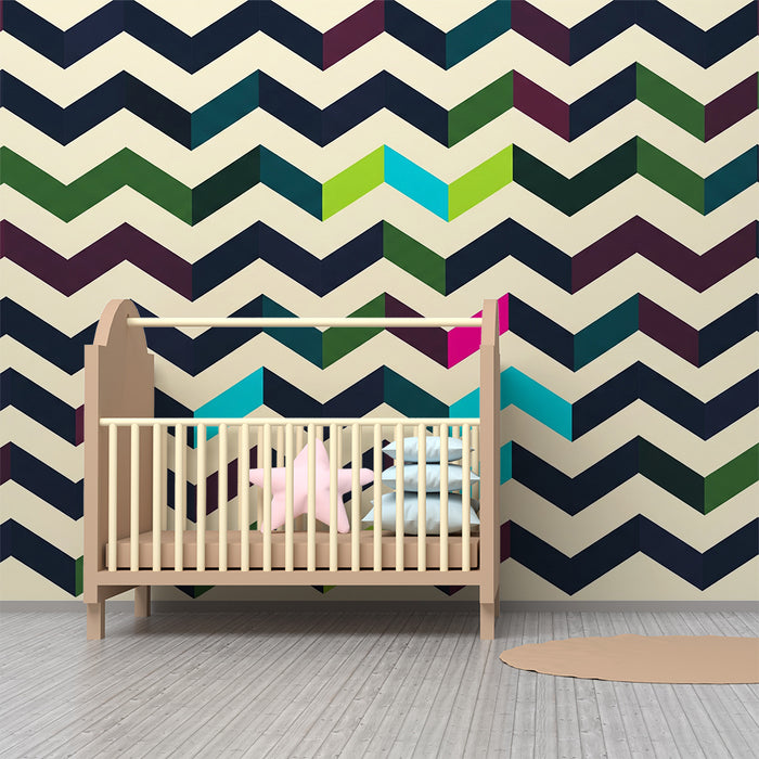Kids room wallpaper | Dark chevron pattern on light background