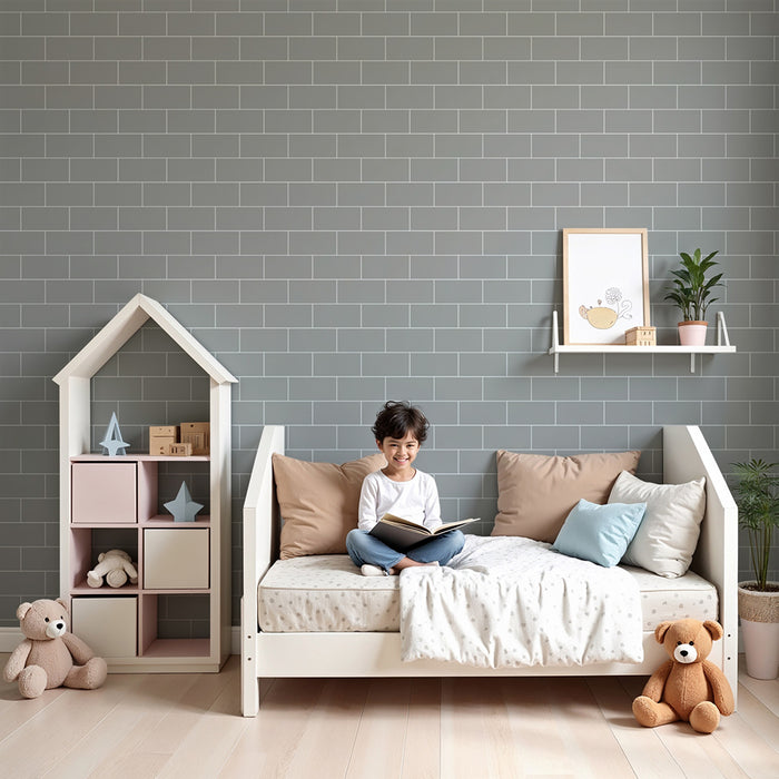 Barnrumspapper för barn | Elegant grå tegelsten