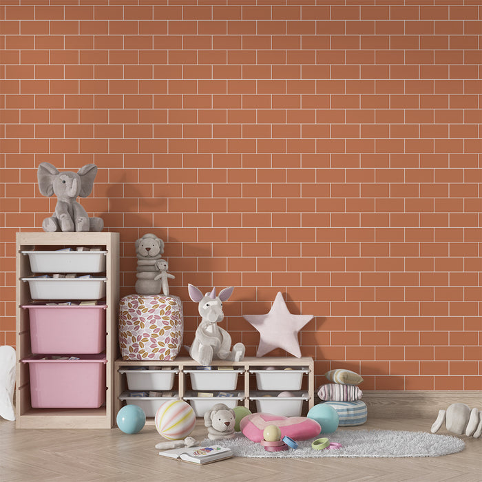 Papel de parede criança | Padrão de tijolos terracota para um ambiente acolhedor