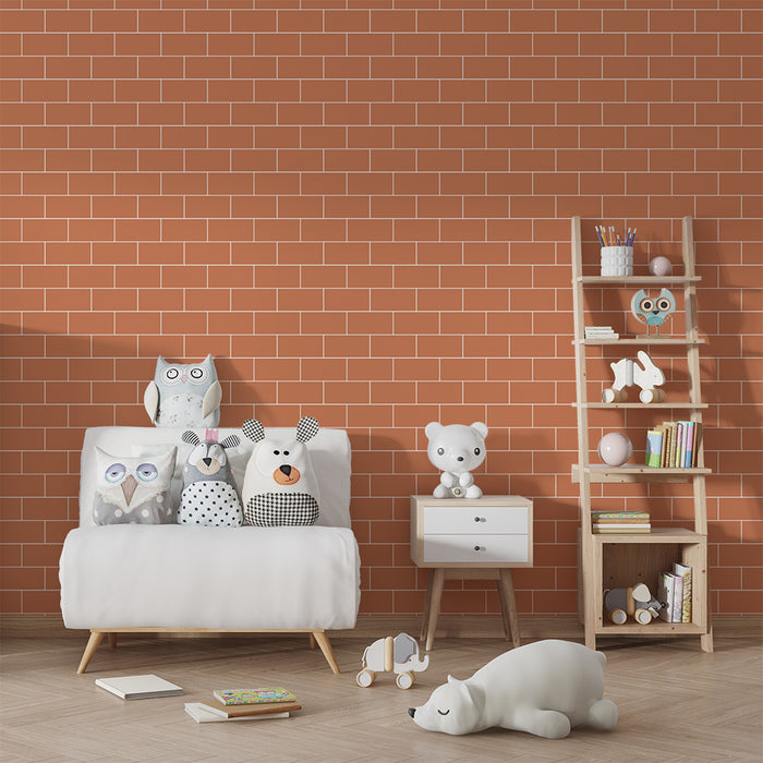 Papel de parede criança | Padrão de tijolos terracota para um ambiente acolhedor