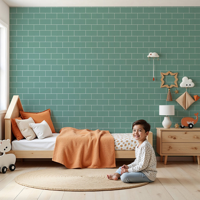 Tapeten fürs Kinderzimmer | Beruhigendes Türkis-Steinmuster