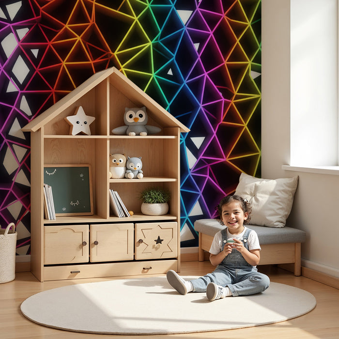 Dětská tapeta | Barevný neonový geometrický motiv