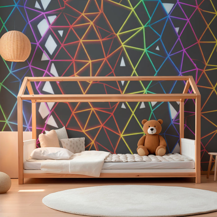 Dětská tapeta | Barevný neonový geometrický motiv