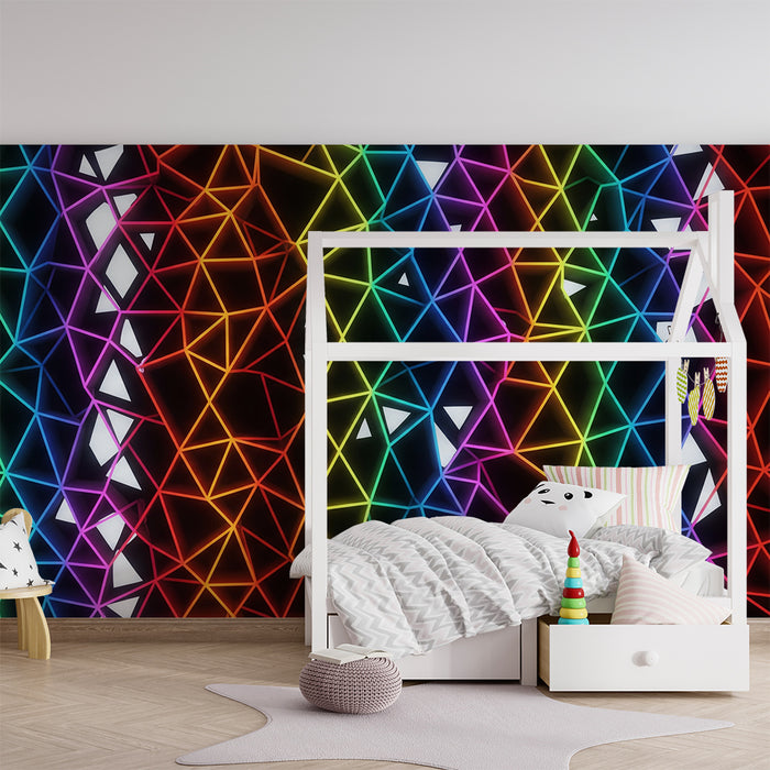 Dětská tapeta | Barevný neonový geometrický motiv