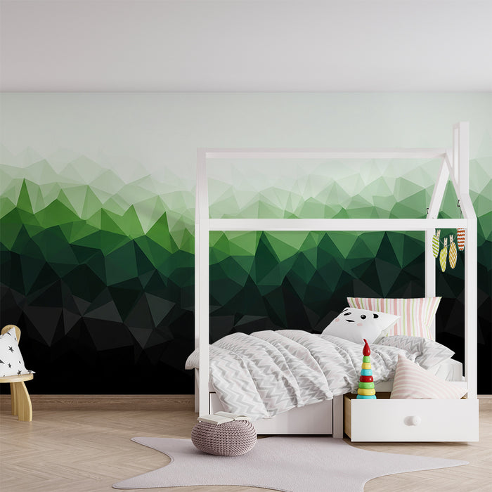 Barntapet | Geometriskt mönster i grönt och svart gradient