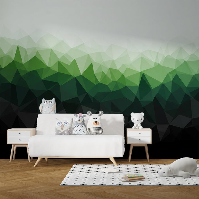 Barntapet | Geometriskt mönster i grönt och svart gradient