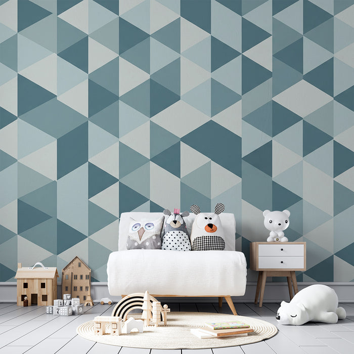 Detská izba tapeta | Geometrický motív v odtieňoch modrej