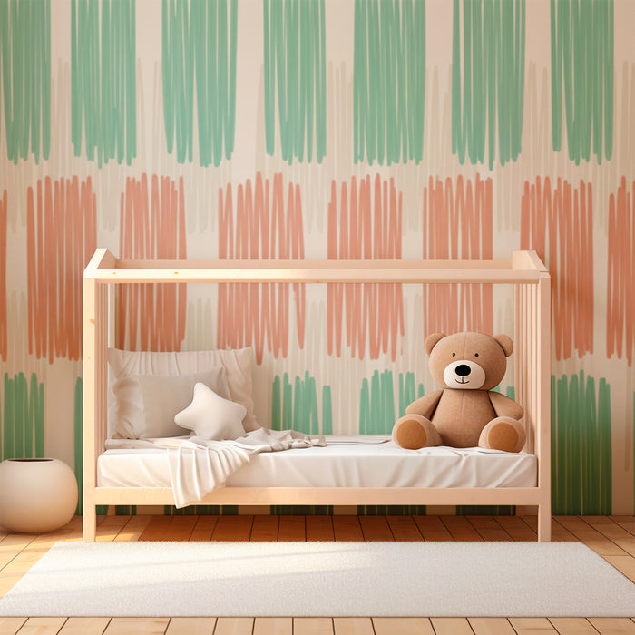Kids' room wallpaper | Colorful graphic pattern with vertical lines