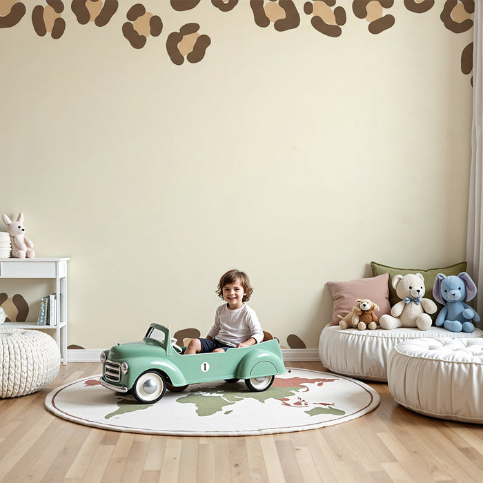 Kids' room wallpaper | Soft leopard print on cream background
