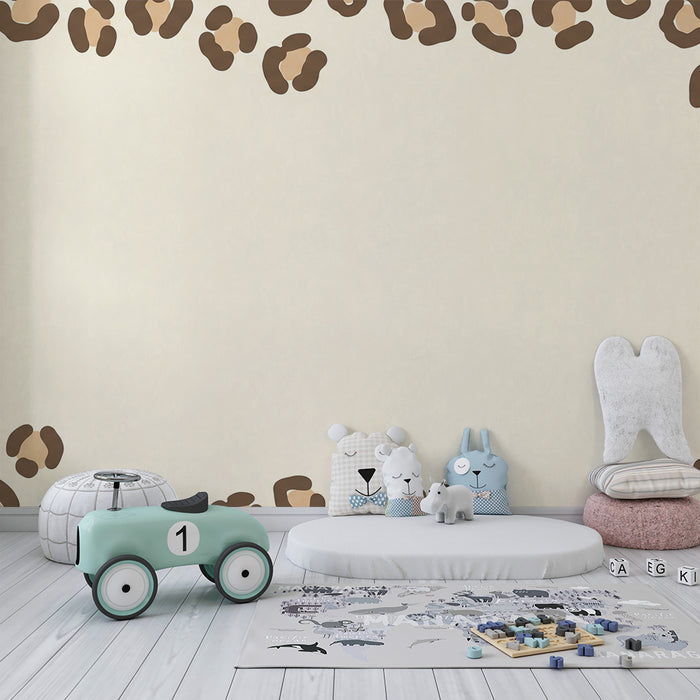 Kids' room wallpaper | Soft leopard print on cream background