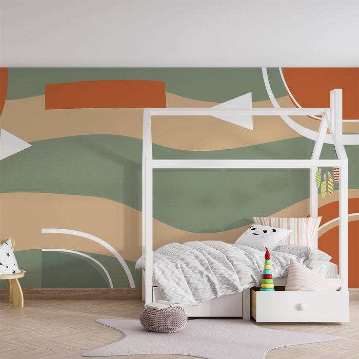 Papel de parede criança | Desenhos abstratos com formas suaves e cores calmantes