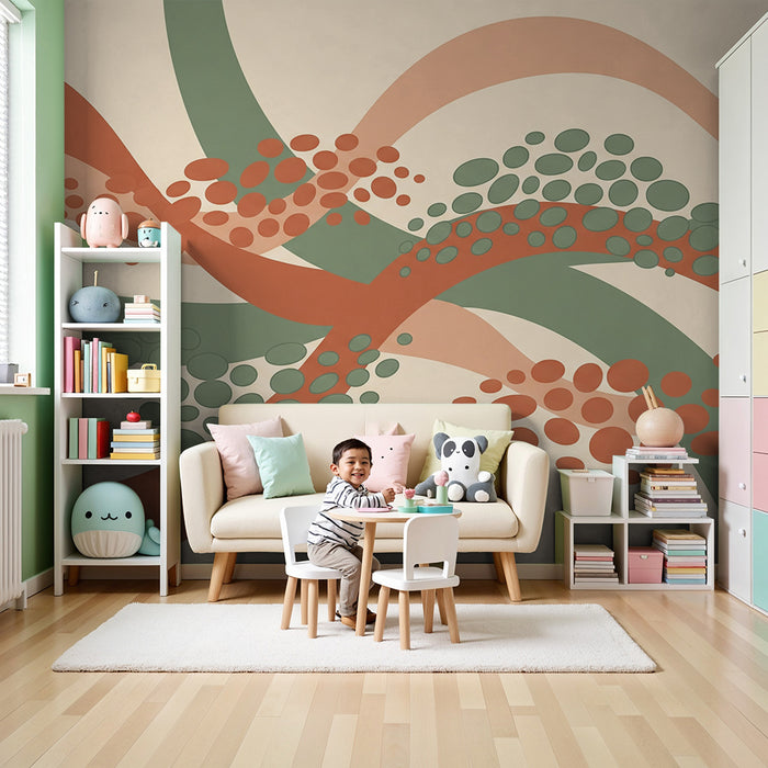 Papel de parede criança | Padrões abstratos com formas orgânicas em tons suaves