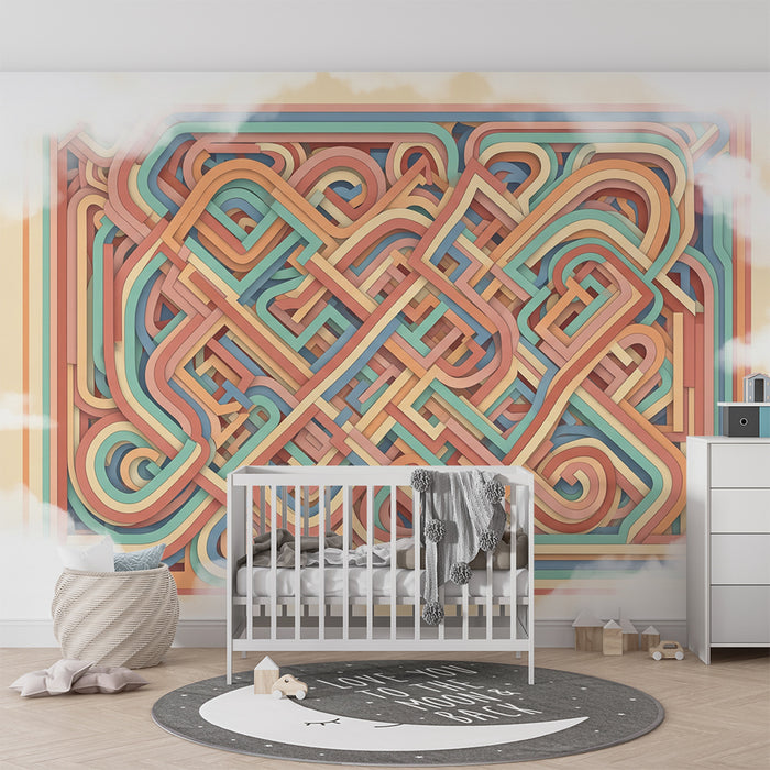 Papel de parede criança | Padrões abstratos coloridos com linhas entrelaçadas