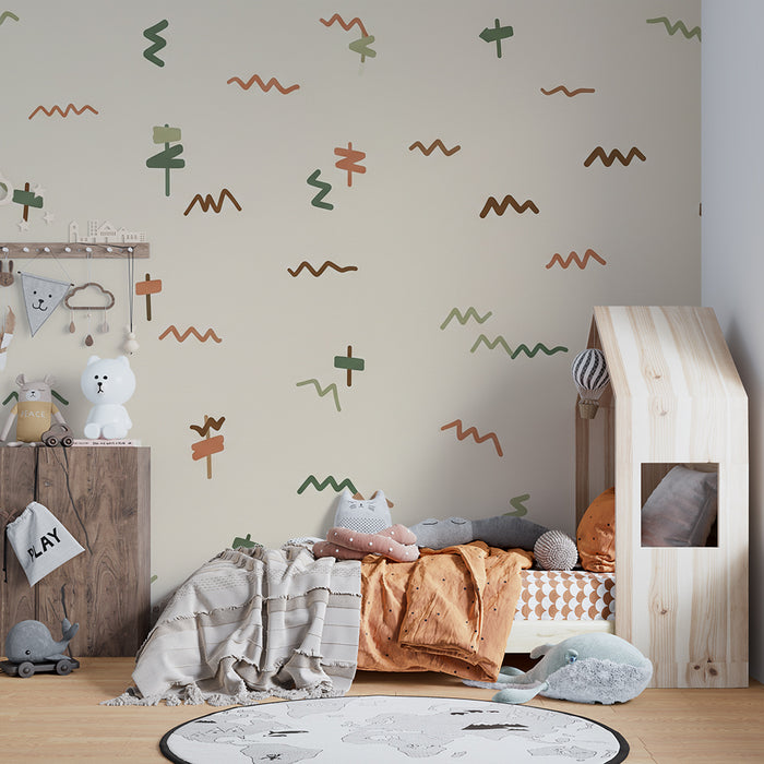 Papier peint chambre enfant | Motifs abstraits colorés sur un fond doux