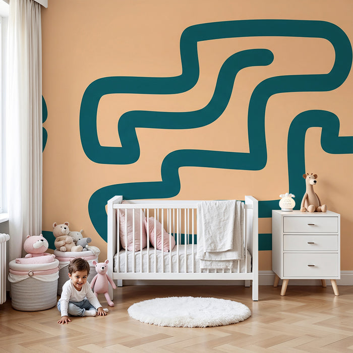 Tapet pentru camera copilului | Modele abstracte cu linii fluide
