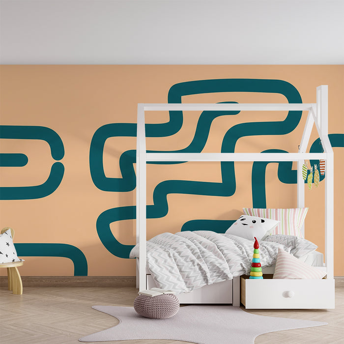 Tapet pentru camera copilului | Modele abstracte cu linii fluide