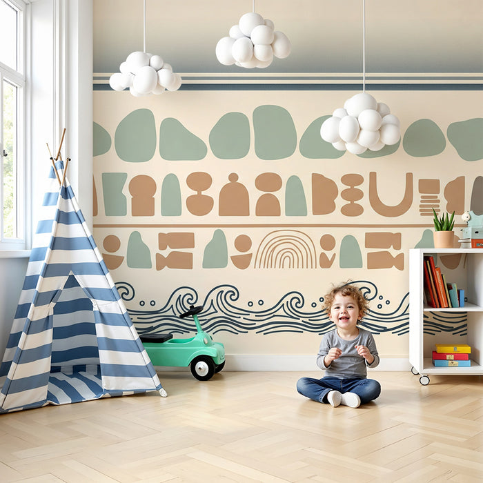 Children's bedroom wallpaper | Colorful abstract and wave patterns for a playful vibe