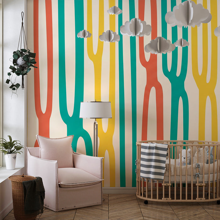 Tapet pentru camerele copiilor | Modele colorate și moderne pentru un decor jucăuș