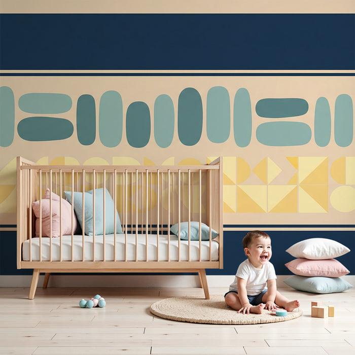 Papel pintado infantil | Diseño moderno con formas geométricas en tonos suaves
