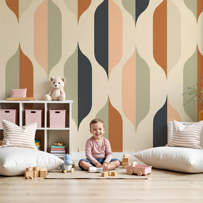Kids room wallpaper | Geometric patterns in soft and modern colors