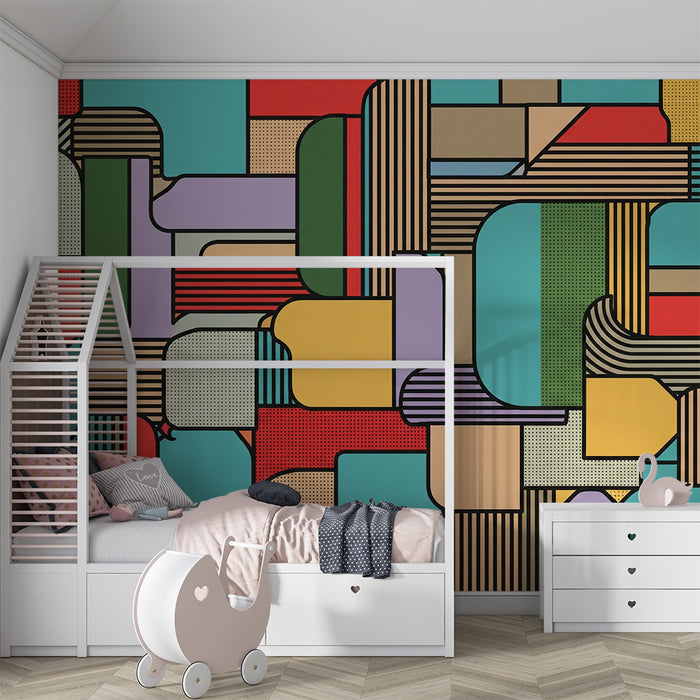 Tapete za dječju sobu | Moderni geometrijski uzorci u živim bojama