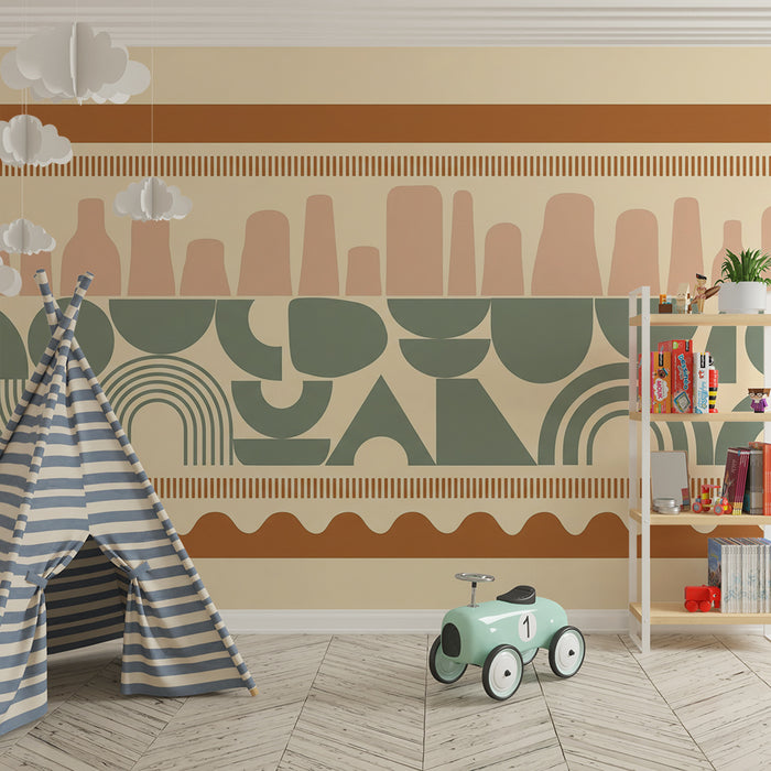Papel pintado para habitación infantil | Diseños geométricos de colores con un toque moderno
