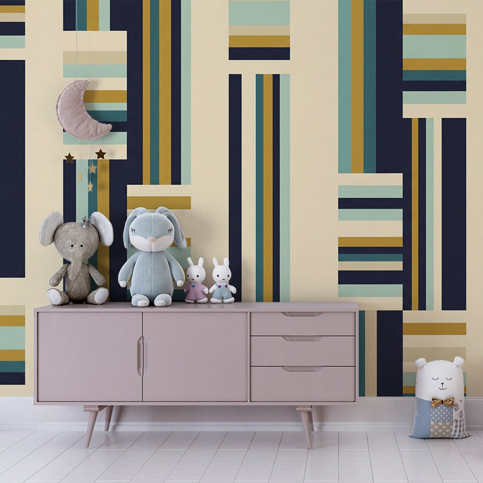 Tapeta do detskej izby | Farebné geometrické vzory s modernými pruhmi