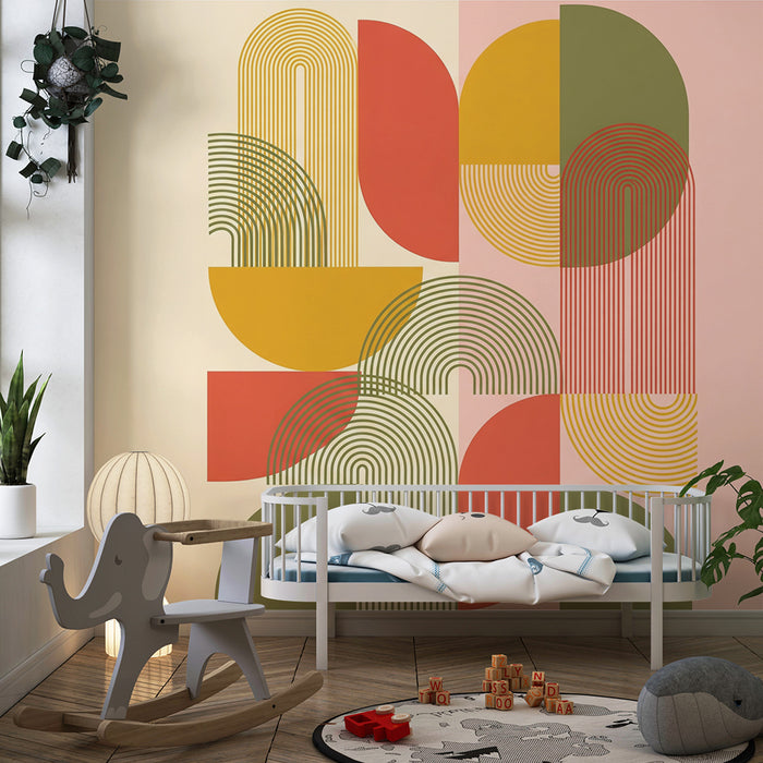 Kleurrijk behang voor kinderkamers | Abstracte geometrische patronen