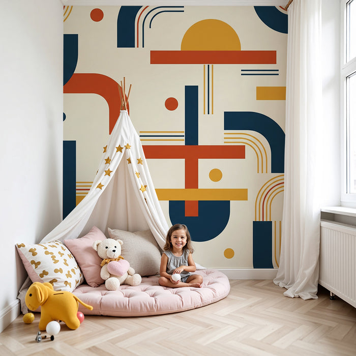 Tapet pentru cameră copil | Modele geometrice colorate cu forme moderne