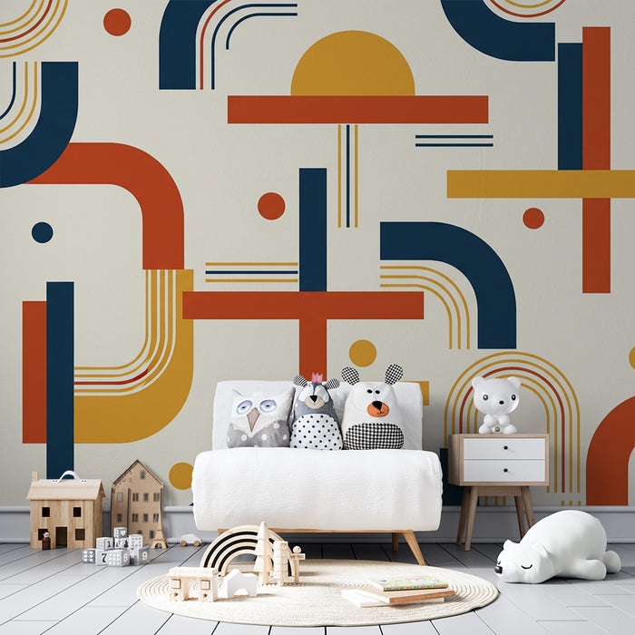 Tapet pentru cameră copil | Modele geometrice colorate cu forme moderne