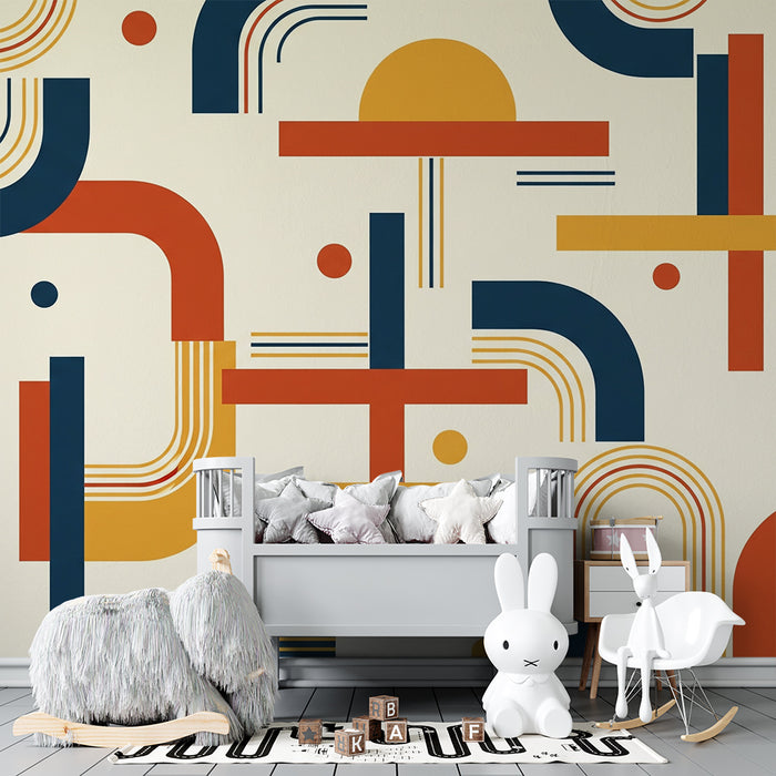 Tapet pentru cameră copil | Modele geometrice colorate cu forme moderne