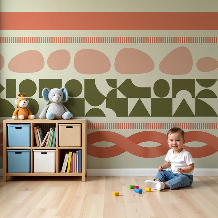Papel pintado para habitación infantil | Motivos geométricos de colores con formas orgánicas
