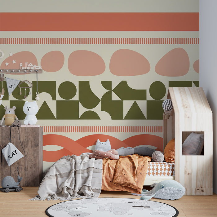 Papel pintado para habitación infantil | Motivos geométricos de colores con formas orgánicas