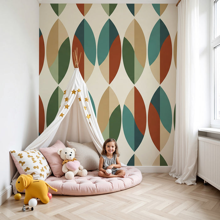 Detská tapeta do izby | Farebné geometrické motívy inšpirované prírodou