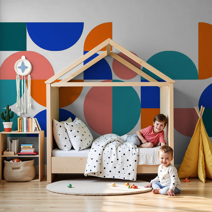 Kinderzimmer Tapete | Bunte geometrische Muster für eine spielerische Atmosphäre