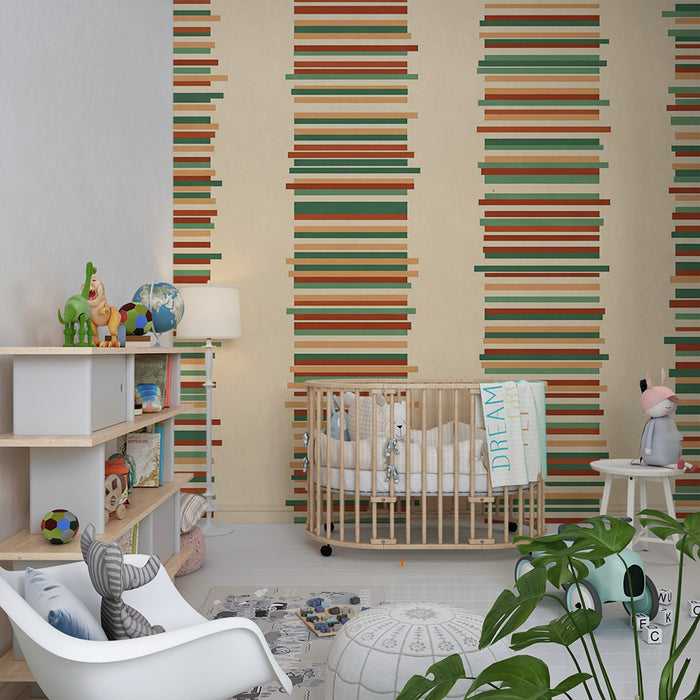 Tapeta do detskej izby | Farebné geometrické vzory na béžovom podklade