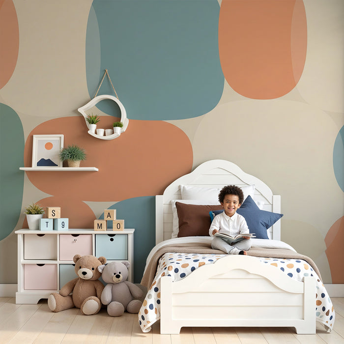 Kids room wallpaper | Soft geometric patterns in pastel tones