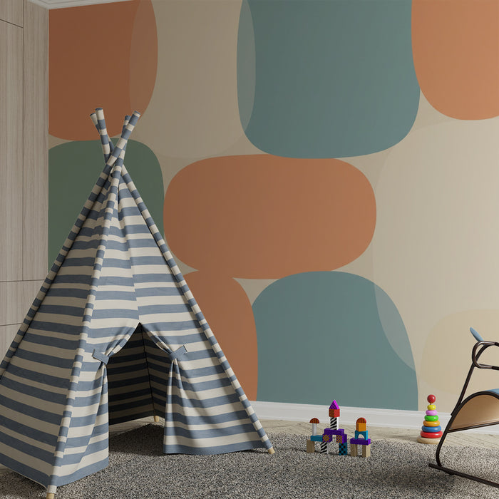 Kids room wallpaper | Soft geometric patterns in pastel tones