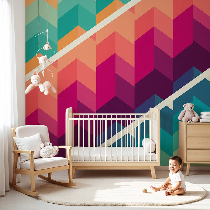 Kids' room wallpaper | Chevron geometric patterns